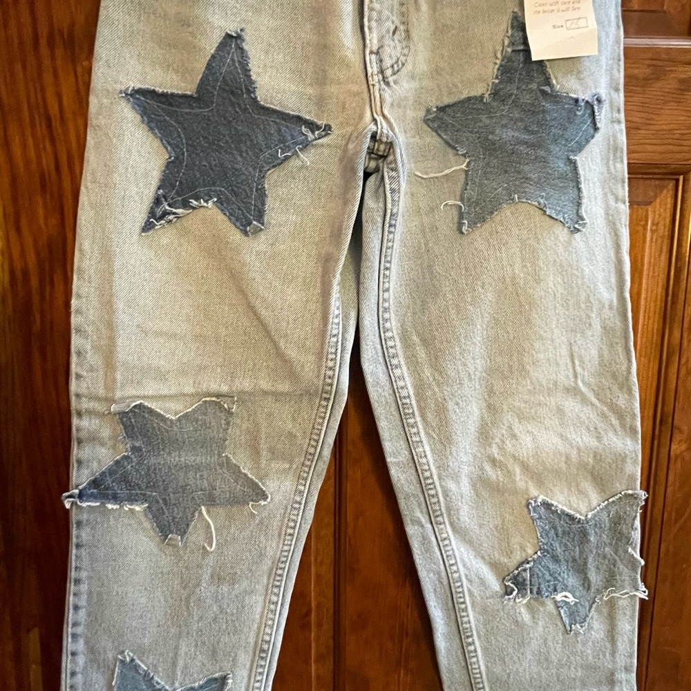 Levi's Blue Boyfriend Jeans with Distressed Star Design